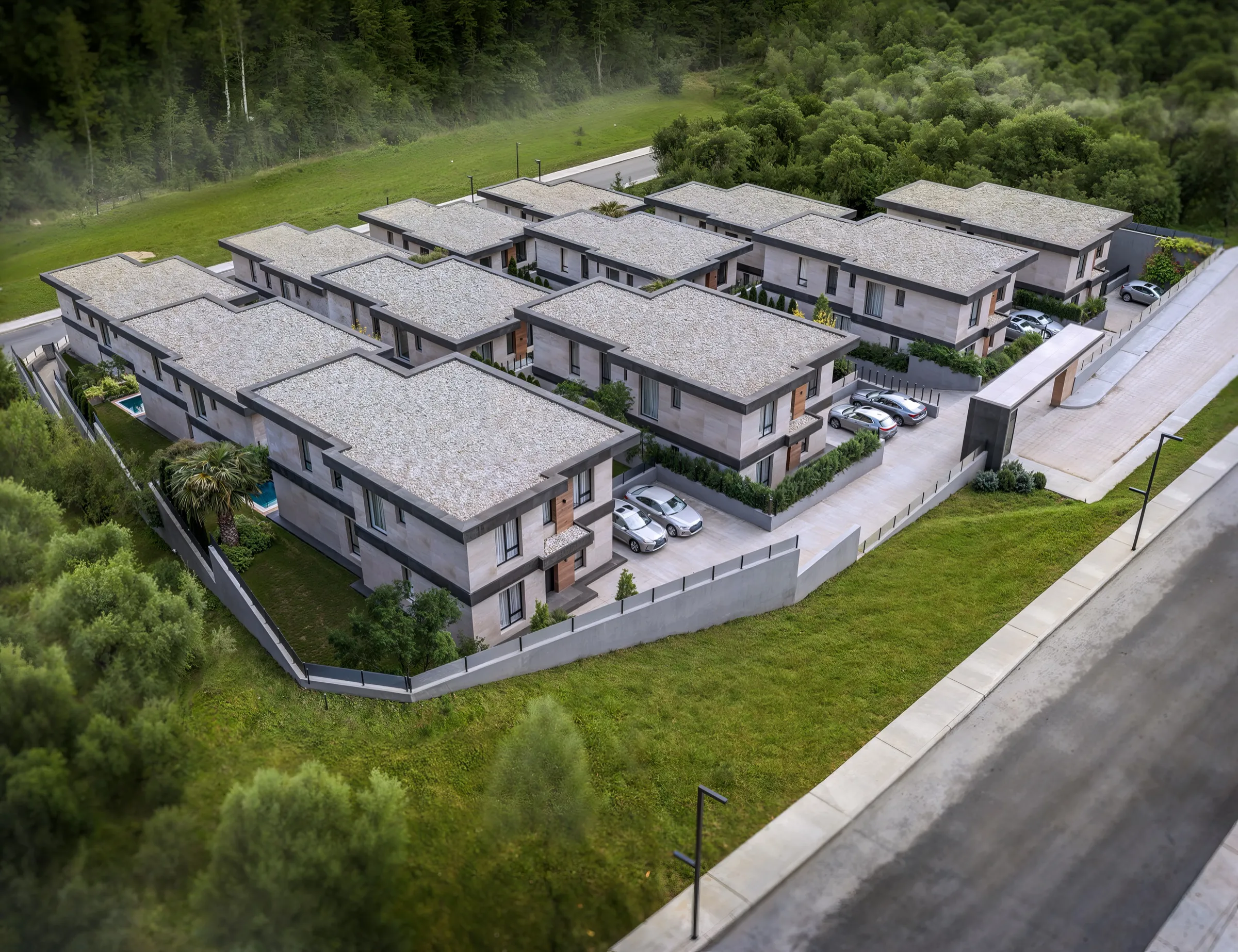 Royal Bademli Prime kuşbakışı giriş ve otopark alanı