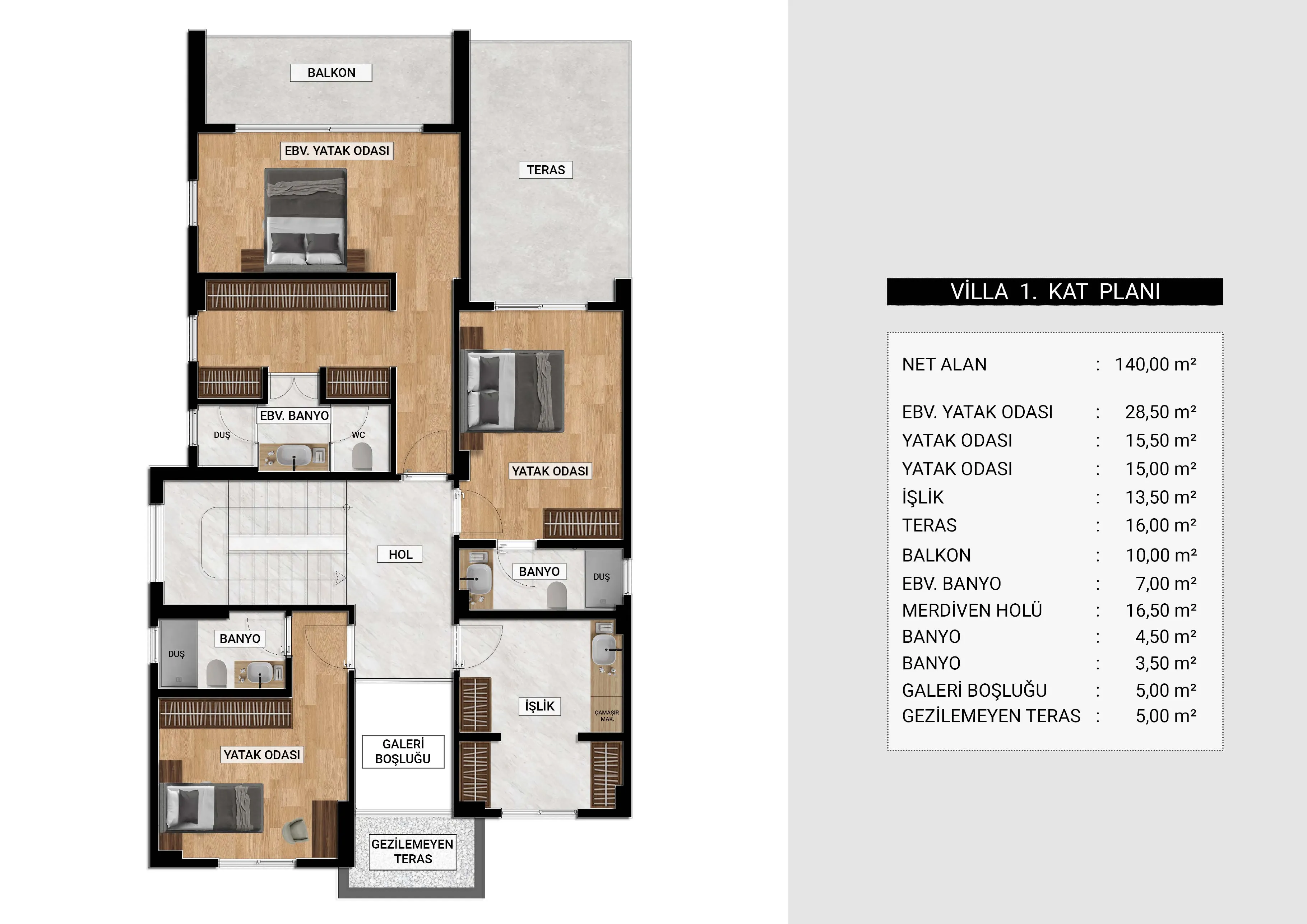 Royal Bademli Prime villa 1st floor plan