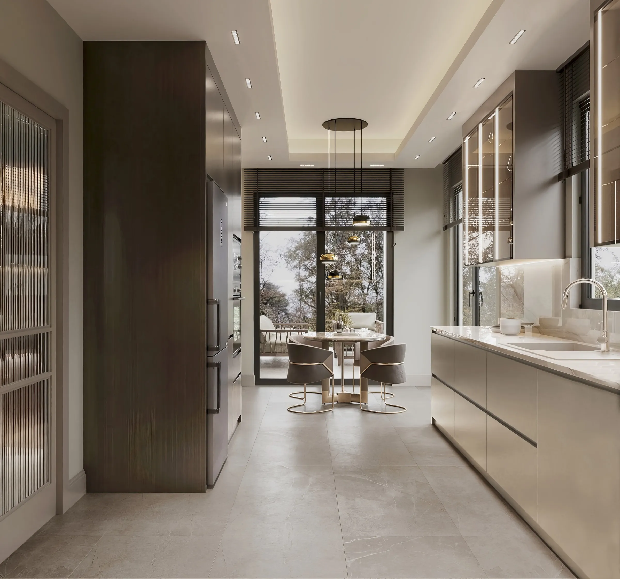 Villa mutfağı, yemek köşesiyle birlikte